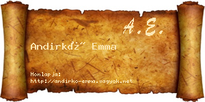 Andirkó Emma névjegykártya